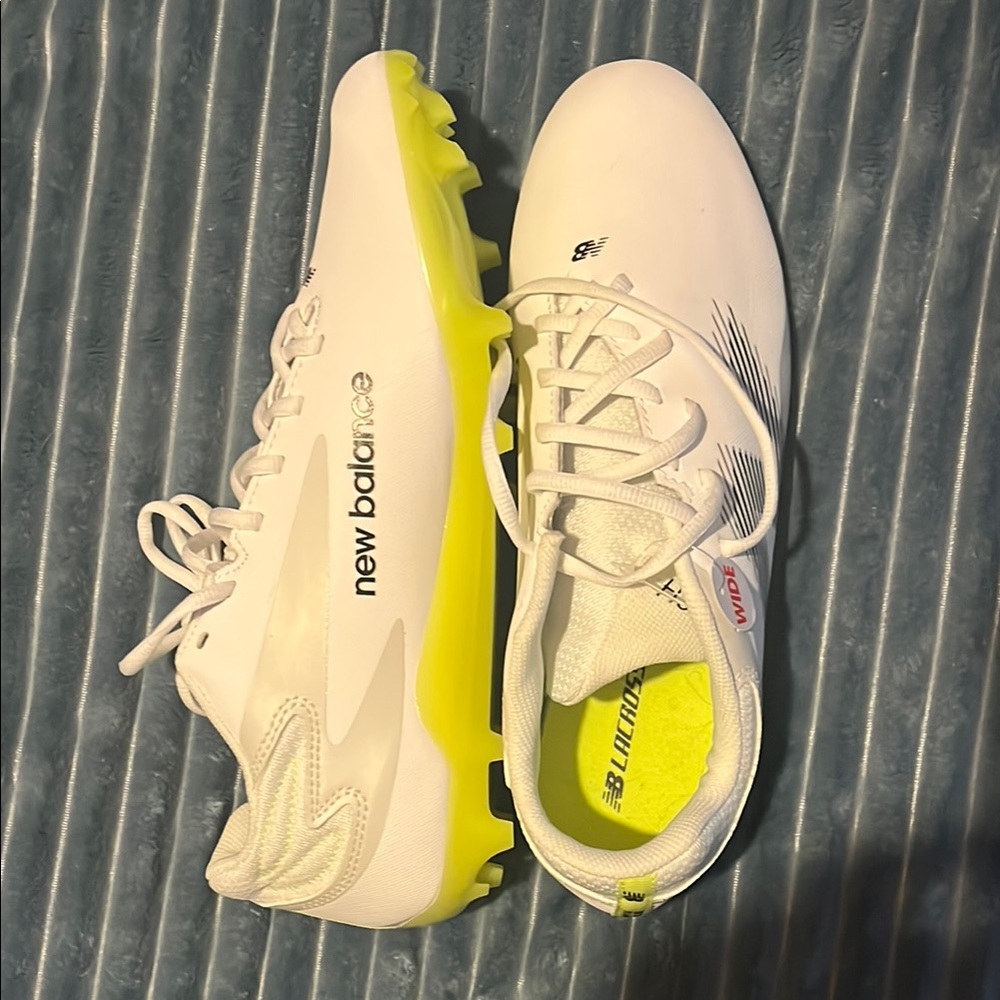 New Balance Lacrosse Cleats - White with Neon Yellow Sole